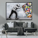 Banksy Art Behind the Curtain Street Wall Art Canvas Print |