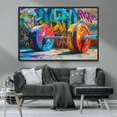 Fitness Gym Barbell Graffiti Wall Art Canvas Print