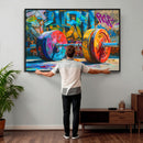 Fitness Gym Barbell Graffiti Wall Art Canvas Print