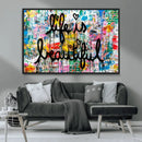 Life Beautiful Art Print - Banksy Graffiti Wall Art Canvas by MyGreatCanvas | Canvas Wall Art Prints | Photo Prints & Wall Decor