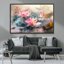 Lotus Flower Wall Art | 3-Panel Giclee Canvas Print of Pink