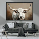 White Longhorn Bull Wall Art Canvas Print – Framed and Ready by MyGreatCanvas | Canvas Wall Art Prints | Photo Prints & Wall Decor