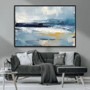 Abstract Ocean Canvas Wall Art - Coastal Blue and Gold