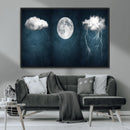 3 Piece Indigo Cloud Wall Art, Thunderstorm Moon Cloud by MyGreatCanvas | Canvas Wall Art Prints | Photo Prints & Wall Decor