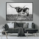 Texas Black White Highland Longhorn Cow Wall Art Canvas by MyGreatCanvas | Canvas Wall Art Prints | Photo Prints & Wall Decor