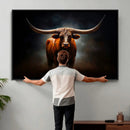 Abstract Texas Longhorn Wall Art Print | 3-Panel Large Texas
