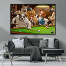 Dogs Playing Pool Canvas Wall Art Funny Gifts Dog Print