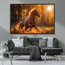 Running Horse Sunset Forest Wall Art Canvas Print