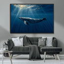 Whale under Ocean Wall Art Canvas Print