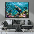 Sea Turtle and Coral Reef Triptych Wall Art – Vibrant