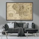 Vintage Middle Earth Map Wall Art Canvas – Lord of the Rings