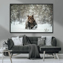 Grizzly Bear Wall Art – Framed Snowy Forest Canvas Artwork, by MyGreatCanvas | Canvas Wall Art Prints | Photo Prints & Wall Decor