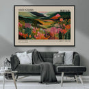Yayoi Kusama Landscape Canvas Print, Vibrant Floral Mountain