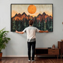 Sunset Mountain Landscape Canvas Wall Art Print - Nature