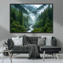Mountain Forest River Canvas Wall Art Print - Serene Nature