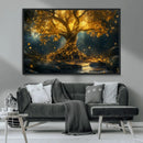 Golden Tree of Life Canvas Wall Art Print - Majestic Glowing