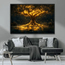 Golden Tree of Life Canvas Wall Art Print - Majestic Glowing