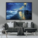 Abstract Stormy Ocean Pier Canvas Wall Art Print | Stormy
