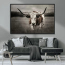 Texas Longhorn Cow Canvas Wall Art Print - Large Rustic