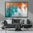 Vintage Abstract Print - Bold Teal and Orange Canvas Wall
