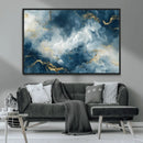 Large Abstract Print - Luxe Blue and Gold Abstract Canvas