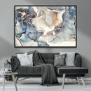 Abstract Blue and Gold Canvas Wall Art - Fluid Modern Ink