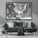 Black White Abstract Canvas Wall Art - Fluid Ink Artwork -