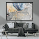 Large Abstract Blue and Gold Canvas Wall Art | Fluid Ink