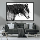 Black Horse Wall Art Canvas Print – Elegant Farmhouse Decor