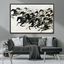 Abstract Horse Wall Art Canvas Print - Dynamic Black Ink