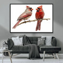 Cardinal Canvas Wall Art - Male and Female Cardinal Print -