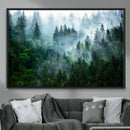 Misty Forest Wall Art Canvas Print – Framed Foggy Mountain
