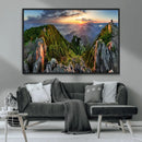 Mountain Sunset Panoramic Wall Art Canvas Print – Framed