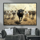Texas Longhorn Wall Art – Framed Charging Cattle Canvas by MyGreatCanvas | Canvas Wall Art Prints | Photo Prints & Wall Decor