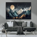 Moonlit Mountain Wall Art Canvas Print – Silhouetted Pines