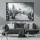 Snowy Pines Wall Art Canvas Print – Framed Ski Lift Winter