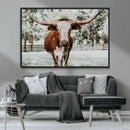 Texas Longhorn Wall Art Canvas Print – Framed Spotted Bull