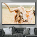 Texas Longhorn Wall Art Canvas Print – Framed Spotted Cow