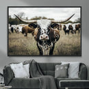 Texas Longhorn Wall Art – Framed Speckled Cow Canvas by MyGreatCanvas | Canvas Wall Art Prints | Photo Prints & Wall Decor
