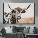 Texas Longhorn Wall Art – Framed Speckled Cow Canvas by MyGreatCanvas | Canvas Wall Art Prints | Photo Prints & Wall Decor