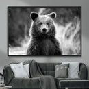 Grizzly Bear Wall Art Canvas Print – Framed Black White