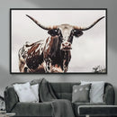 Texas Longhorn Wall Art Canvas Print – Framed Spotted Bull by MyGreatCanvas | Canvas Wall Art Prints | Photo Prints & Wall Decor