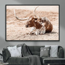 Texas Longhorn Wall Art Canvas Print – Framed Resting Bull by MyGreatCanvas | Canvas Wall Art Prints | Photo Prints & Wall Decor