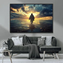Jesus Walks Wall Art Canvas Print Framed Divine Sunset Art