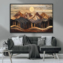 Wood Mountain Wall Art Canvas Print – Framed Boho Abstract