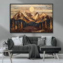 Wood Mountain Landscape Wall Art Canvas Print – Framed