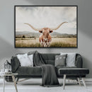Texas Longhorn Wall Art Canvas Print – Framed Western Cow