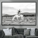White Horse Wall Art Canvas Print – Framed Woman Rider