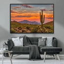 Saguaro Cactus Wall Art Canvas Print – Framed Arizona Sunset