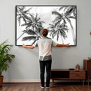 Black and White Palm Wall Art Canvas Print – Framed